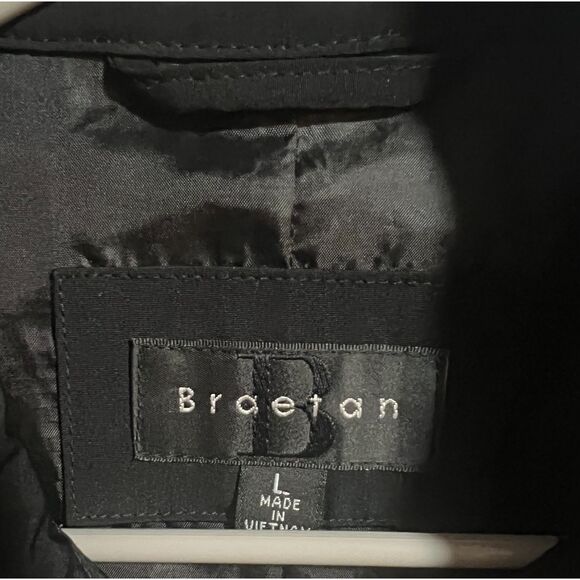 Braetan Women Zip Knee Length Trench Coat Black Large Career Office Minimalist - Picture 5 of 8